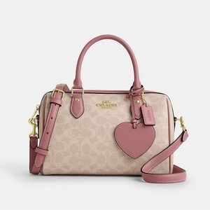 COACH CDB21 Rowan Satchel Bag In Signature Canvas & Leather With Heart Charm